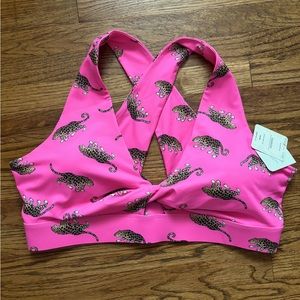 NWT Fabletics Oasis Twist hot pink leopard sports bra size 2X